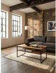 Couchtisch Massivholz Metall 100x60x45 cm, Industrial Design mit Stauraum