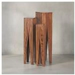 Beistelltisch 3er Set Massivholz Quadratisch Modern, Dunkelbraun 25x25x100 cm