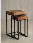 Beistelltisch Set &ndash; 2-teilig Massivholz Metallgestell schmal