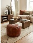 Sitzhocker &ndash; Echtleder Braun, 52x40x52 cm, orientalisches Design