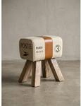 Sitzhocker &ndash; Canvas/Echtleder, 40x30x47 cm, Turnbock-Design, Braun