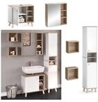 Vicco Badm&ouml;belset Hochschrank Waschtischunterschrank Spiegelschrank Senyo S/W