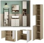 Vicco Badm&ouml;bel-Set Badezimmer-M&ouml;bel Bad-Schrank Edge Eiche Wei&szlig; modern