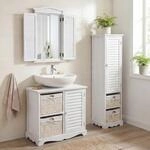 Badezimmerset MCW-H20, Badm&ouml;bel-Set Hochschrank Waschbeckenunterschrank Wandspiegel