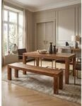Esszimmerbank MUMBAI Massivholz Landhausstil, Dunkelbraun 180x35x45 cm