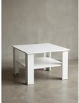 Couchtisch Eiche mit Ablage und Stauraum, Wei&szlig; 60x60x42 cm