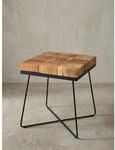 Beistelltisch &ndash; Akazie Massivholz braun, Metallgestell, 45x45x51 cm, quadratisch