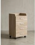 Rollcontainer 4 Schubladen Modern Mit Rollen, Sonoma 40x33x71 cm