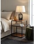Nachttisch &ndash; Massivholz/Metall, 40x50x35 cm, hoch, Ablage, Industrial-Stil