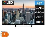 Smart Tech 43QV02V QLED Fernseher 43 Zoll Smart TV VIDAA HDR Fernseher mit 4K UHD,