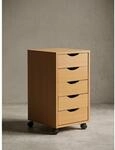 Rollcontainer &ndash; Buche MDF, 33x64x38 cm, 5 Schubladen, Rollen, modern