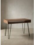 Schreibtisch &ndash; Massivholz, 110x60x76 cm, braun, Landhausstil, 1 Ablagefach