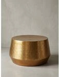 Couchtisch rund in Goldfarbenem Aluminium, Orientalisches Design, 60x36x60 cm