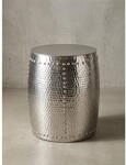 Beistelltisch &ndash; Rund Aluminium Silber Hammerschlag 42x49x42 cm orientalisch klein