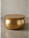Couchtisch aus Aluminium im orientalischen Stil mit flachem Hammerschlag-Design, Gold