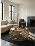 Couchtisch Aluminium Rund mit Ast-Struktur, Gold 66x66x30 cm