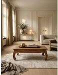 Couchtisch aus Massivholz im Landhausstil, nat&uuml;rliches Design, Dunkelbraun 110x60x40