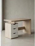 Schreibtisch &ndash; Sonoma Wei&szlig;, 120x76x53 cm, 3 Schubladen, kompakt, mit Ablage