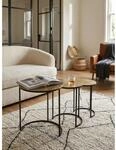 Beistelltisch Set &ndash; 3-teilig Rund Aluminium Gold Schwarz Design