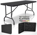 JUSKYS&reg; Klappbarer Gartentisch Easyfold Schwarz - Klapptisch mit Tragegriff,