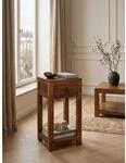 Beistelltisch &ndash; Massivholz Braun 68 cm mit Schublade