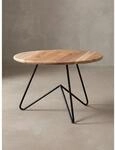 Couchtisch rund aus Akazien-Massivholz, 60x39.5x60 cm, Naturfarben