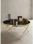 Couchtisch Schwarz Mattgold Glas/Metall &Oslash;82cm Modern
