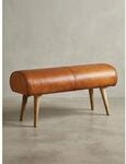 Sitzbank &ndash; Echtleder/Holz, 100x53x40 cm, Springbock