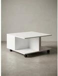 Couchtisch mit Rollen, 2 Schubladen und F&auml;chern, Wei&szlig; 70x70x36 cm