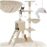 tectake&reg; Kratzbaum, 144 cm, mit Katzenhaus, inklusive Treppe, 3 Spielm&auml;usen und