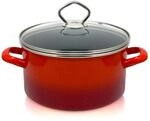 Emaille Fleischtopf Rom mit Chromrand, &Oslash; 20 cm, Inh. 3,0 l