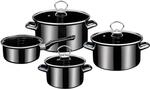 GSW Kochtopf-Set Emaille Profi-Black-Star 7-tlg.