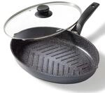 Stoneline XXL Fischpfanne, Schnitzelpfanne, 35,2 x 24,3 cm, mit Deckel, Induktion,
