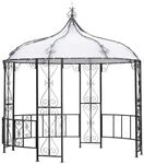 Pavillon BURMA 300cm rund, Stahl grau, Plane PVC-beschichtet weiss