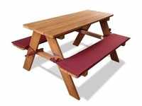 Coemo Kinder-Sitzgruppe Picknicktisch Spieltisch Holz mit zwei Sitzpolstern