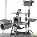 tectake&reg; Kratzbaum, 141 cm, mit Katzenhaus, inklusive Spielkordel und Kippschutz