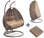 HOME DELUXE Polyrattan H&auml;ngesessel TWIN - Braun f&uuml;r 2 Personen