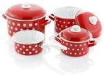 GSW Kochtopf-Set Emaille P&uuml;nktchen 7-tlg. rot-wei&szlig;
