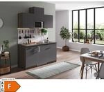 Respekta K&uuml;chenzeile KB150EYGMI 150 cm Grau-Eiche York Nachbildung