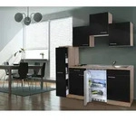 Respekta K&uuml;chenzeile KB180ESSC 180 cm Schwarz-Eiche S&auml;gerau Nachbildung