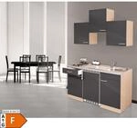 Respekta K&uuml;chenzeile KB150BG 150 cm Grau-Buche Nachbildung