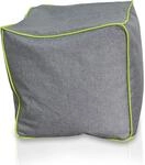 KINZLER Hocker eckig, Leinenoptik mit Neon-Piping, Apfelgr&uuml;n