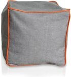 KINZLER Hocker eckig, Leinenoptik mit Neon-Piping, Terra