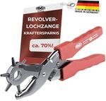 FAMEX 3519 Lochzange f&uuml;r Leder Revolverlochzange mit Hebel&uuml;bersetzung G&uuml;rtel