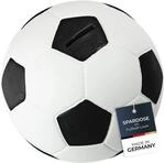 HMF 4790-01 Spardose Fu&szlig;ball Lederoptik 15 cm Durchmesser, Schwarz Wei&szlig;