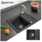 Sp&uuml;le K&uuml;chensp&uuml;le Einbausp&uuml;le Sp&uuml;lbecken+Drehexcenter+Siphon Schwarz