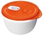 Rotho Mikrowellen-Beh&auml;lter " "Clever " " 1,6 l wei&szlig;/rot 19 x 19 x 10,5 cm