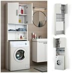 VICCO Waschmaschinenschrank 190 x 64 cm Wei&szlig; - Badregal Regal Hochschrank f&uuml;r