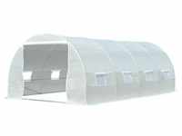 Outsunny Foliengewächshaus mit 8 Seitenfenstern weiß 600 x 300 x 200 cm (LxBxH)