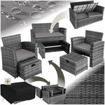 tectake&reg; Rattan Sitzgruppe, f&uuml;r 4 bis 6 Personen, UV-best&auml;ndig, inklusive Staufach